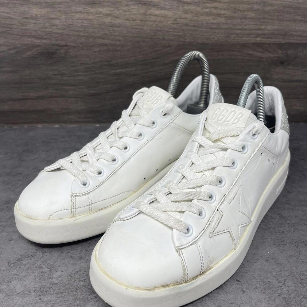 Golden Goose Sneakers Womens Size 7 (38) White Pure Star Lot Glitter Shoes - Picture 2 of 11